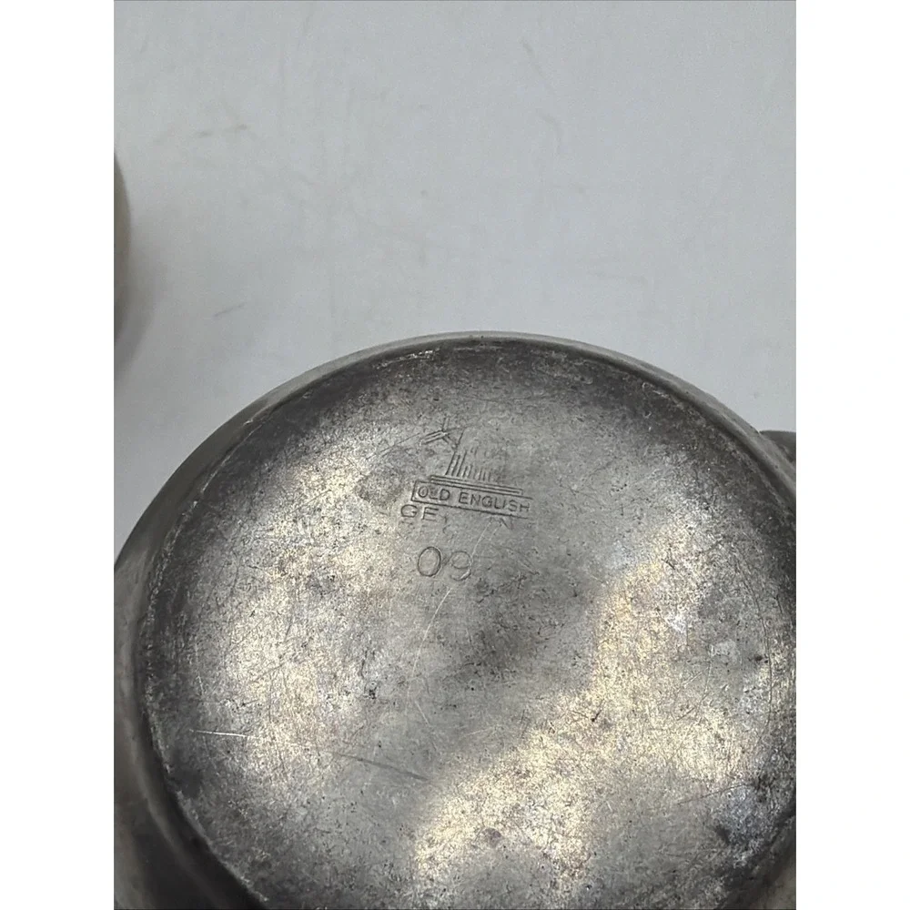 Antique/Vintage Old English Genuine Pewter Creamer and Sugar Bowl